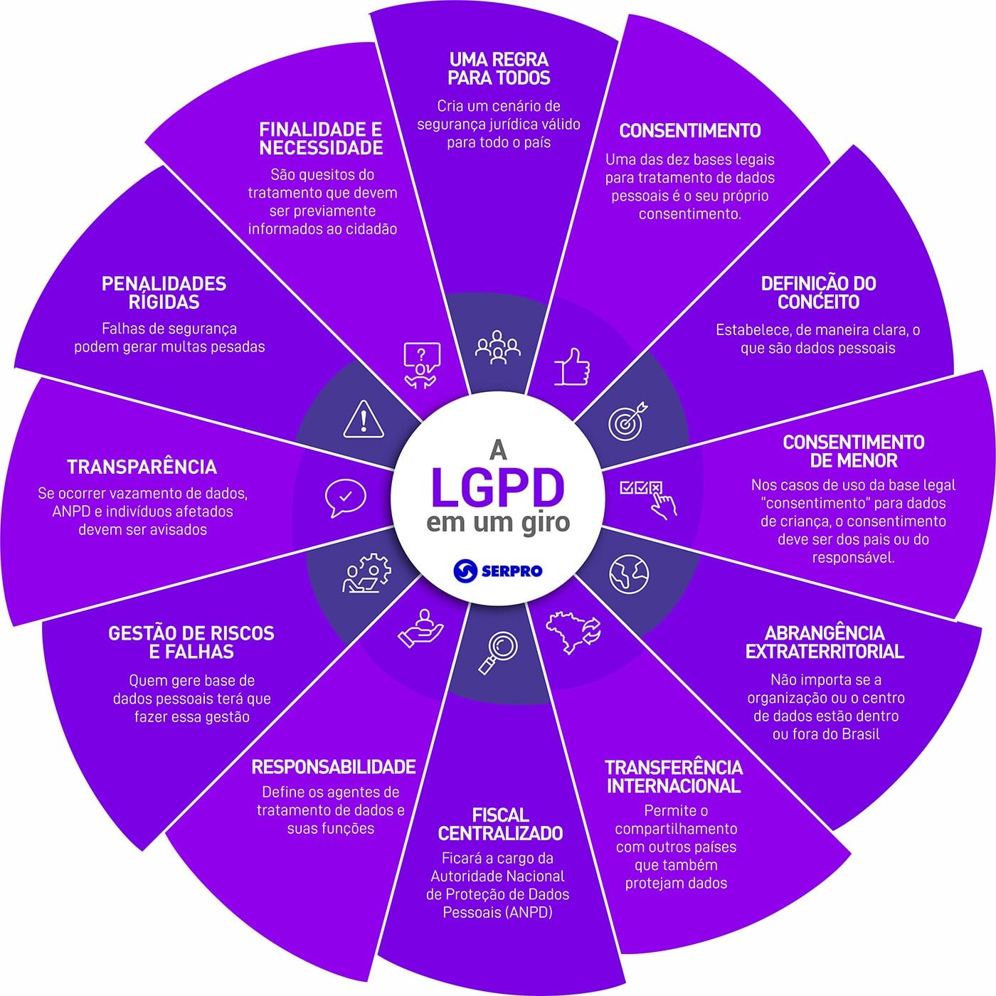 Infográfico das Responsabilidades da Lei Geral de Proteção de Dados LGPD