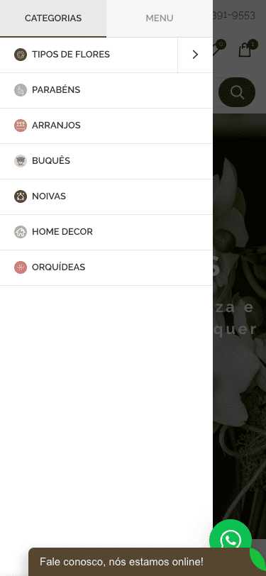 menu arquitetura das flores mobile | DW Digital